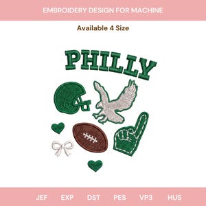 Philadelphia Football Embroidery Design, Philly Bird Game Day Design, Vintage Football Embroidery, Game Day Design, Football Fan Sports Gift