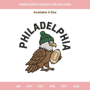 Philadelphia Football Embroidery Design, Philly Bird Game Day Design, Vintage Football Embroidery, Game Day Design, Football Fan Sports Gift