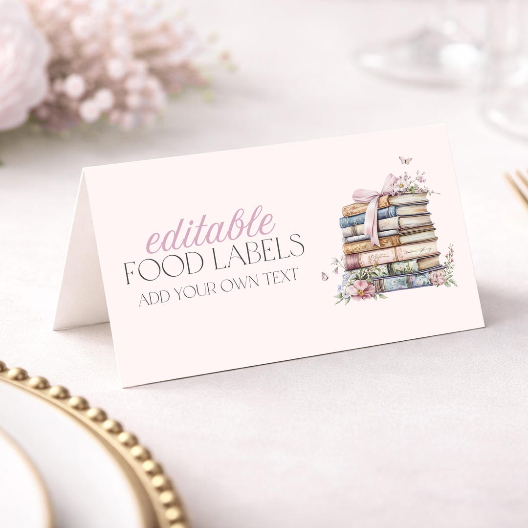 Best Chapter Label Editable Bridal Shower Food Labels Template, New Chapter Begins ...