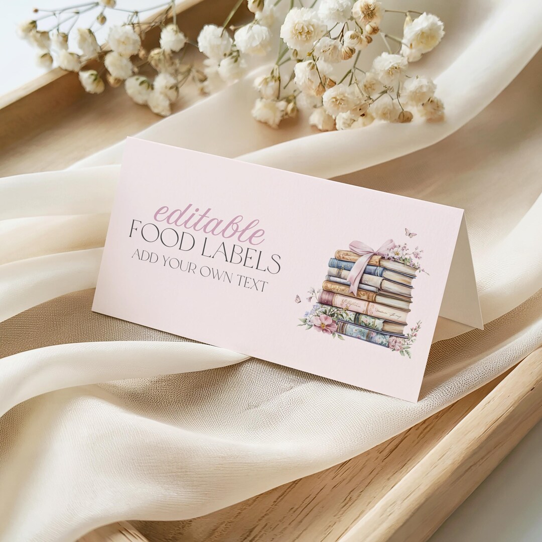 Best Chapter Label Editable Wildflower Bridal Shower Food Labels, New Chapter Begins Tent ...