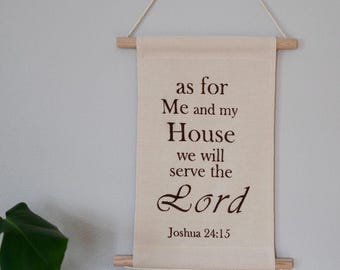 As For Me And My House-borduurwerk muurbanner, bijbels huisdecor