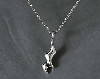 Sterling Silver Music Quarter Rest Pendant Necklace – Artistic Music Note Jewelry,Music Lover Gift,Small Batch Necklace