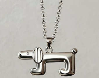Collar de perro salchicha de plata de ley, colgante de perro elegante, colgante unisex de perro salchicha, regalo para amantes de los perros, regalo conmemorativo, grabado gratuito, dije para perros