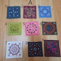 Handmade Laos Embroidery Coaster, Colorful Tea Coffee Mat, Fabric Art Design product logo