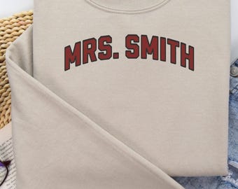 Embroidered Apple Teacher Sweatshirt: Personalized Crewneck Sweater