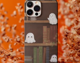 Cute Ghost iPhone Case: halloween phone case, iphone 15 phone case, iphone 17 phone case, iPhone magnetic case, reader gift, reading ghost