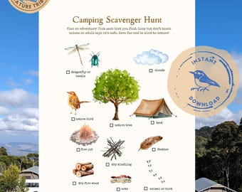 Búsqueda del tesoro para niños en un campamento (para imprimir) / Actividad en la naturaleza / Juego infantil al aire libre