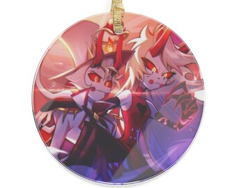 Hazbin Hotel Charlie Lucifer Demon Twins acrylic ornament, round Christmas tree decoration