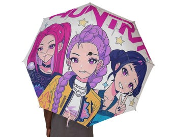 Kpop HUNTR/X Umbrella, Colorful Cartoon Design, Kids Youth Size