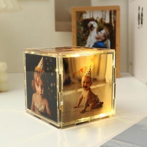 Aangepaste acryl fotokubus verjaardagscadeau babycadeau aangepaste foto decoratieve ornamenten zes foto's