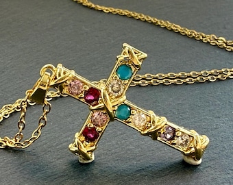 LIMITED | Cross Pendant Necklace with Multicolored Zircon Stones