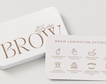 Brow Lamination Aftercare Cards | Lash & Brow Care Card for Clients | Editable Printable Salon Marketing Template | Beauty Business Card