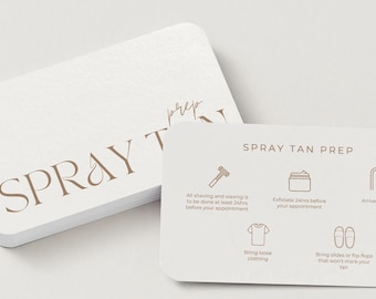 Spray Tan Pre + Post Care Bundle | Editable Canva | Tanning Prep & Aftercare Cards | Printable Salon Template | Beauty Business Card