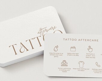 Tattoo Aftercare Card Template | Editable Canva | Tattoo Studio Care Card | Printable Aftercare Instructions | Tattoo Artist Business Card