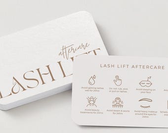 Lash Lift Aftercare Cards | Lash & Brow Care Card for Clients | Editable Printable Salon Template | Beauty Business Card