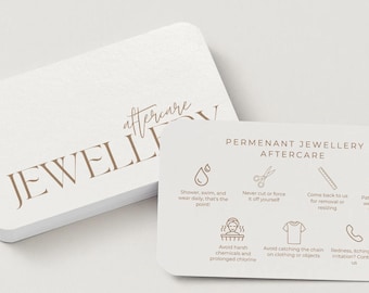 Permanent Jewelry Aftercare Card Template | Editable Canva | Welded Jewelry Care Card | Printable Aftercare | Jewelry Studio Business Card