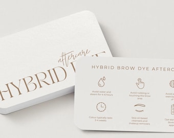 Hybrid Brow Dye Aftercare Card Template | Editable Canva | Hybrid Tint Care Card | Printable Salon Template | Beauty Business Card