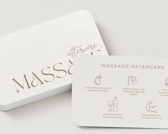 Massage Aftercare Card Template | Editable Canva | Massage Therapy Care Card | Printable Spa Aftercare | Massage Business Card