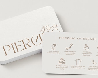 Piercing Aftercare Card Template | Editable Canva | Body Piercing Care Card | Printable Aftercare Instructions | Piercing Studio Card