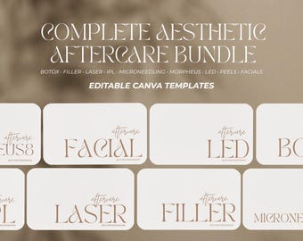 Editable Aftercare Cards Bundle | Botox, Filler, Laser, Facial Templates