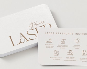 Laser Hair Removal Aftercare Card | Editable Canva Template | Laser Clinic Care Card | Printable Aesthetic Aftercare | Skin Clinic Card