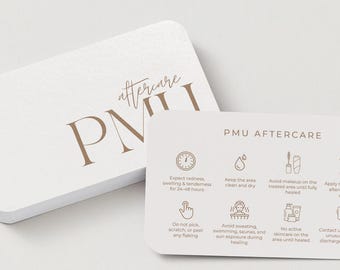 PMU Microblading Aftercare Card Template | Editable Canva | Permanent Makeup Care Card | Brow Lip Eyeliner Aftercare | Printable Card