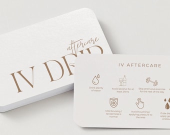 Editable IV Therapy Aftercare Card Template | Wellness Clinic Client Handout (Canva)