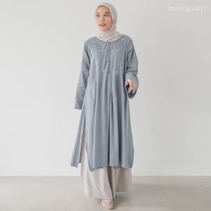 MISTYVORI Flannel Tunic: Soft Button-Down Slit Dress