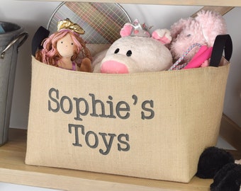 Personalized Burlap Jute Canvas Toy Basket