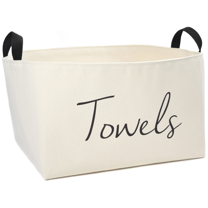 Towels Canvas Storage Basket With Hand Printed Design Xlarge Etsy