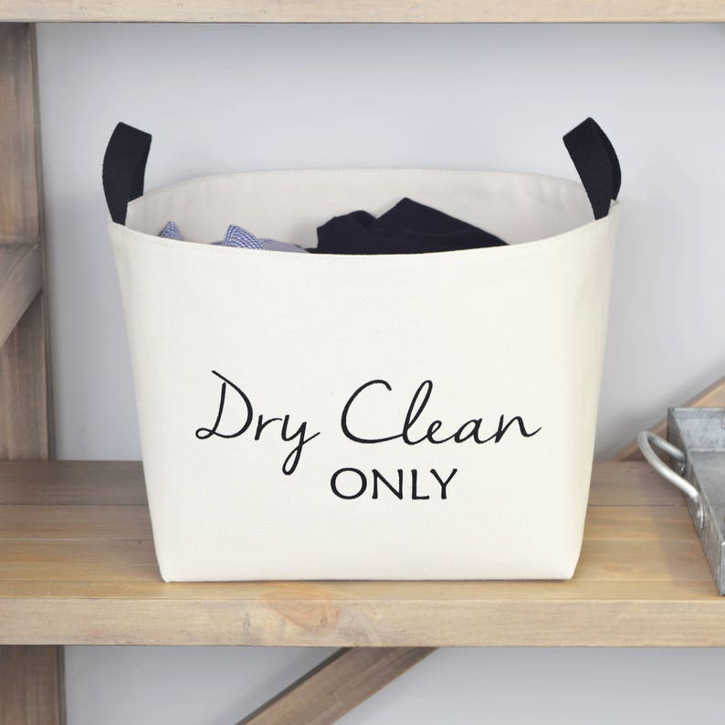 Dry Clean Only Canvas Laundry Basket Hamper image 1