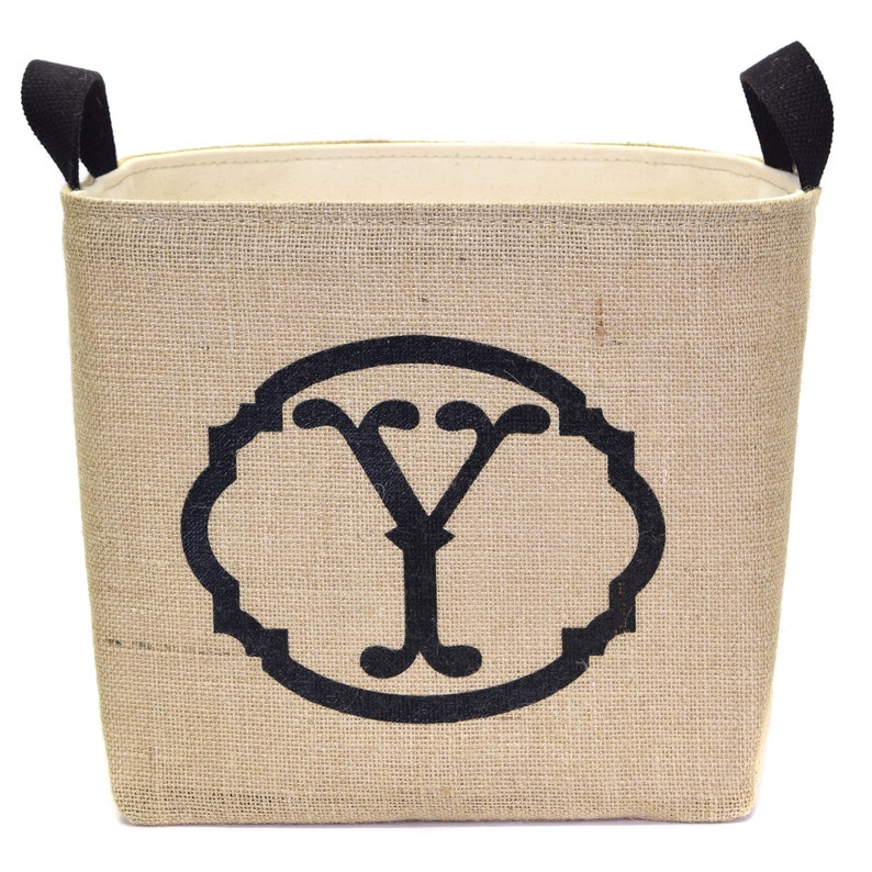 Monogrammed Jute Storage Bin Etsy