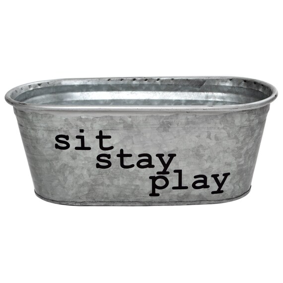 Sit Stay Play Dog Toys Decorative Metal Storage Bin Hand Sit Stay Play Dog Toys Decorative Metal