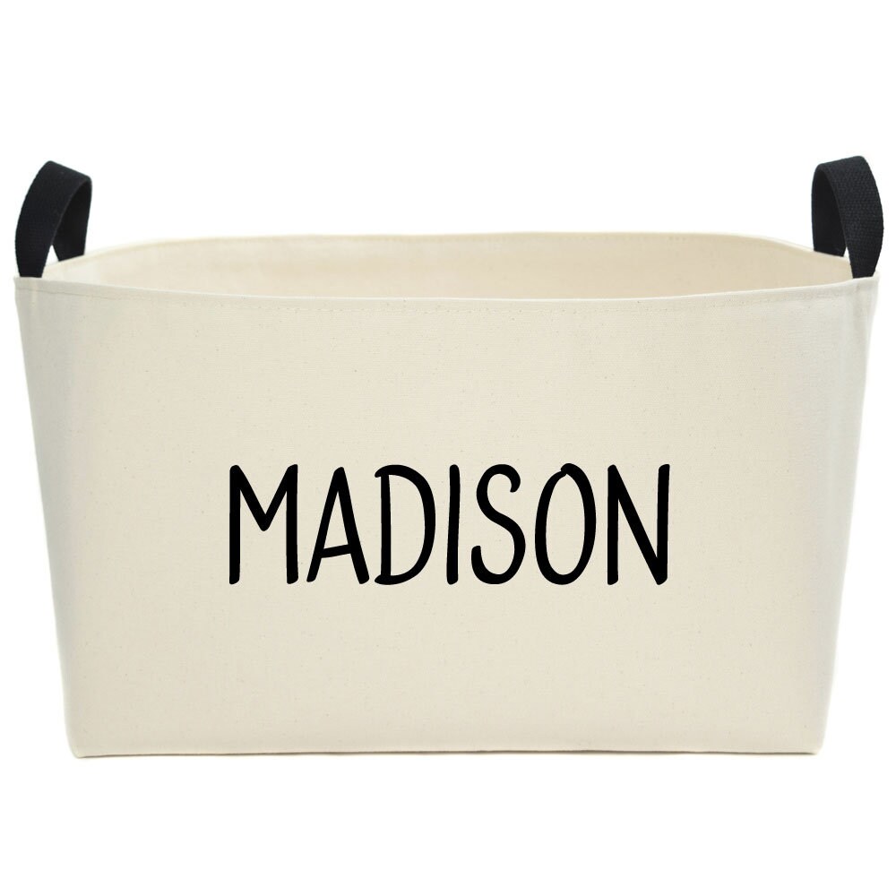 Madison Personalized Canvas Storage Basket with Custom Text Etsy
