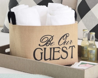 Be Our Guest Basket Jute Fabric Storage Basket