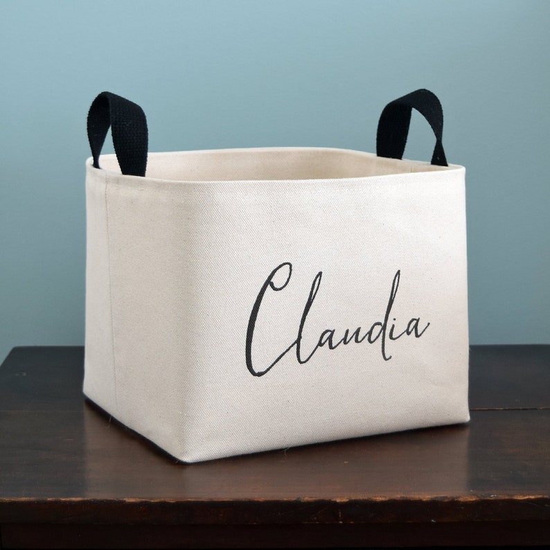 Personalized Canvas Storage Basket image 1