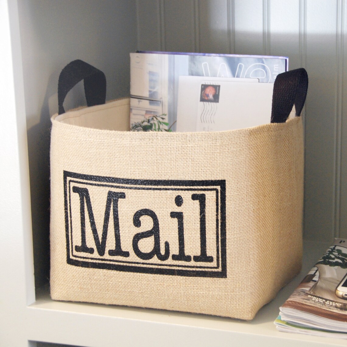Mail Storage Basket Mail Organizer Etsy