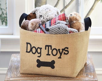 Dog Toys Burlap Jute Fabric Storage Basket