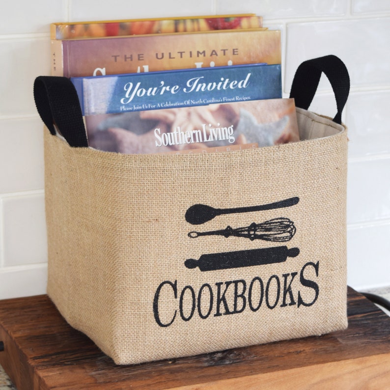 Cookbooks Storage Basket Cookbook Holder Etsy