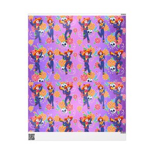 Wrapping Paper, Mexican Day of the Dead Skull Band Gift Wrap, Heritage Design, Holiday Present Wrap, Party Supplies, Papel de regalo