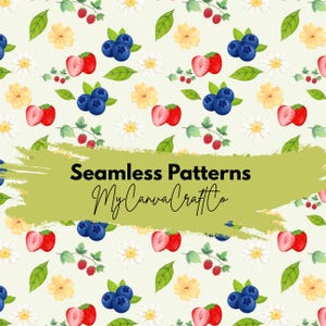 Papel digital con estampado sin costuras de frutos rojos variados, 30 x 30 cm (fresa, arándano, frambuesa) para verano.