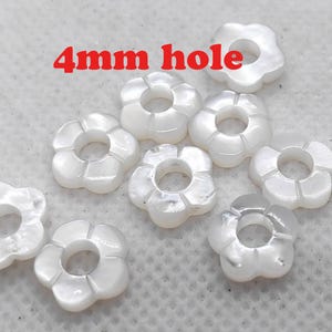Perles artisanales en coquillage naturel, forme de rose à cinq pétales, gros trou, 10 mm, lot de 2 à 24 – Fournitures pour la création de bijoux