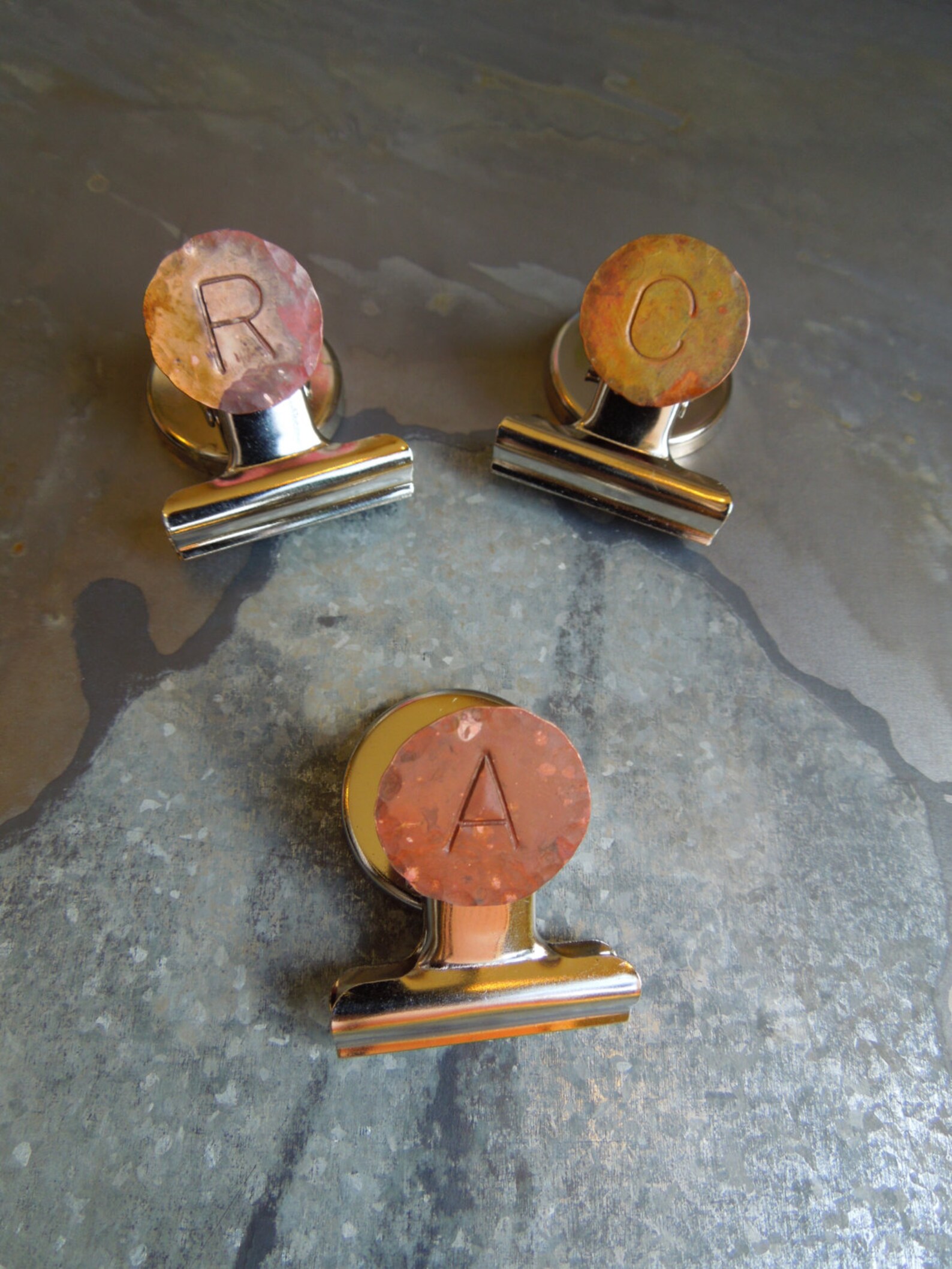 Set of 3 Initial Copper Clip Etsy