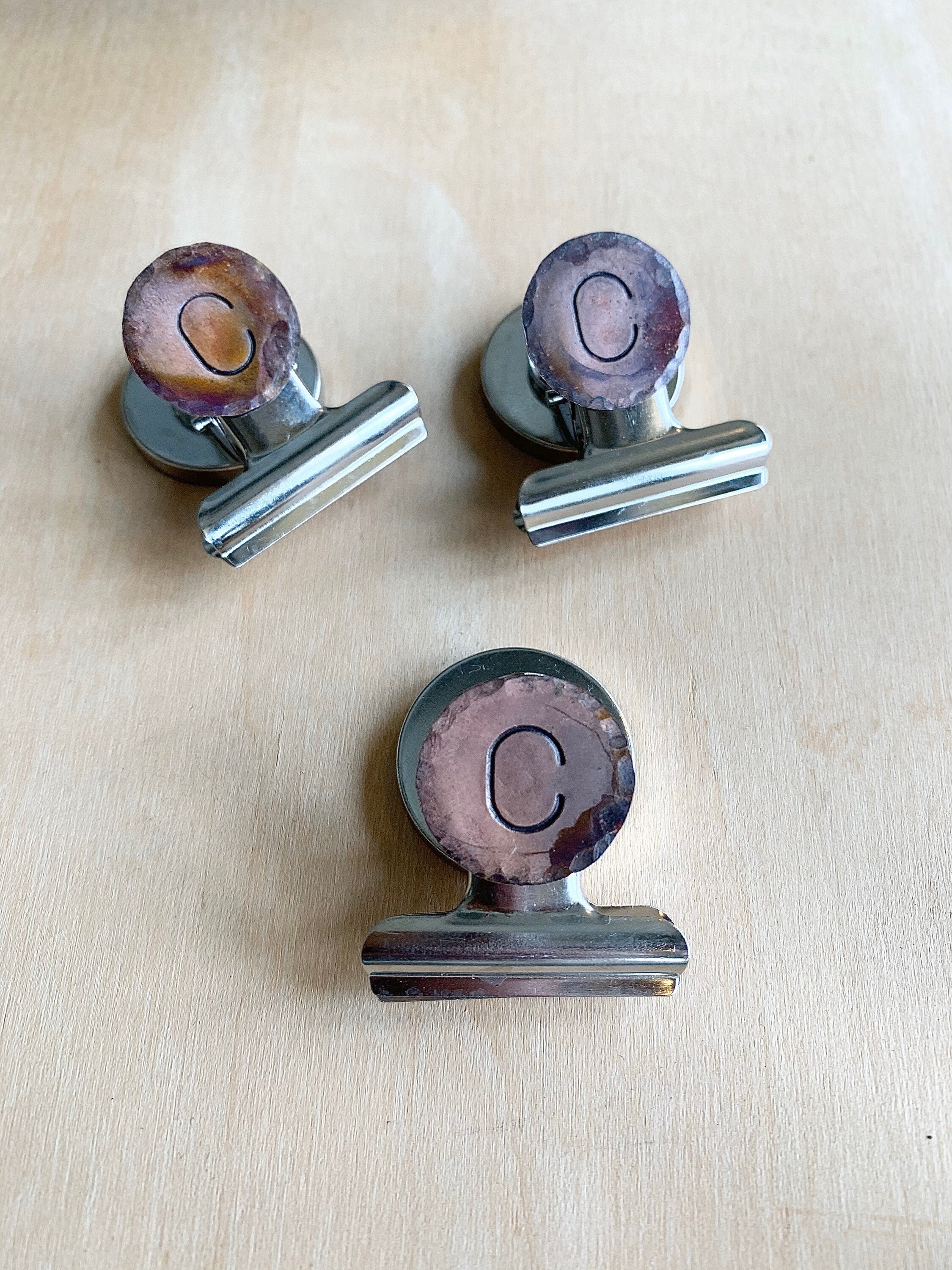Set of 3 Initial Copper Clip Etsy
