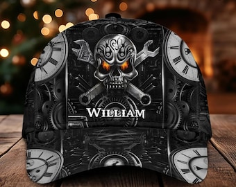 Gorra clásica personalizada con nombre para mecánicos, regalos para trabajadores mecánicos.