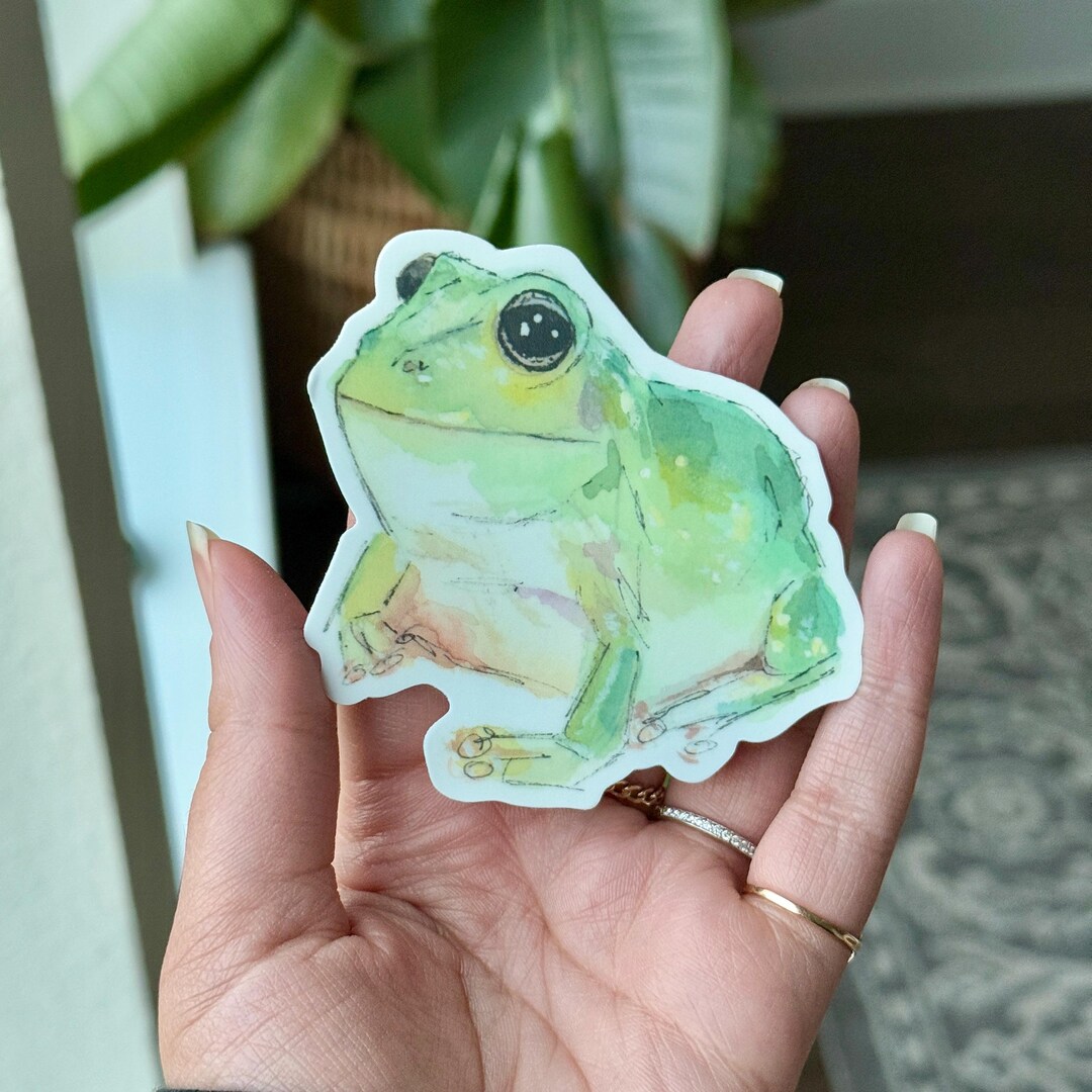 Watercolor Frog Sticker | Waterproof Vinyl Decal, Nature Art - Etsy