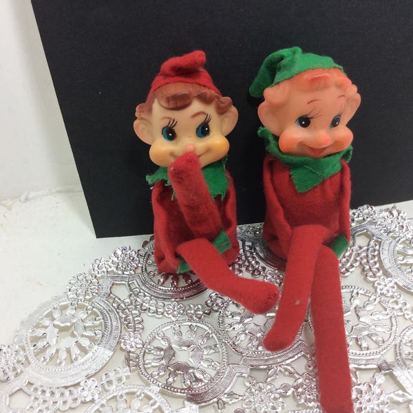 Antique knee hugger elf, elves Christmas tree ornaments