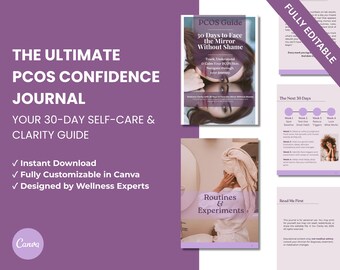 PCOS Acne & Confidence Journal – 30-Day Skincare Tracker (Printable PDF + Canva)