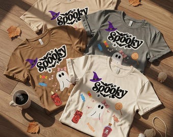 Spooky Vibes PNG for Sublimation | Halloween Ghost Shirt Design | Retro Printable T-Shirt Graphic