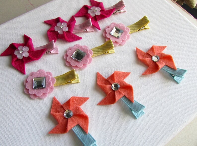 COLORED. Set of 3 Felt Hair Clips. Made in 100 Pecent Wool. Etsy